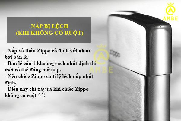 zippo bị lệch nắp khi không có ruột