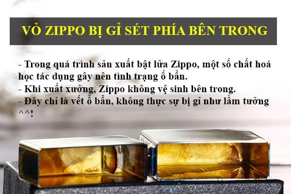 vỏ zippo bị gỉ phía bên trong